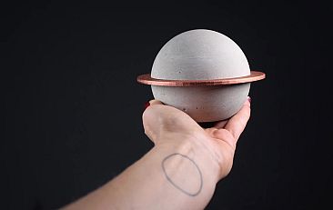 SATURN concrete bookend with copper ring