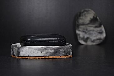 MARBLED concrete soap holder