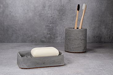 Charcoal concrete bathroom accessories set