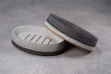 Double color concrete soap dish