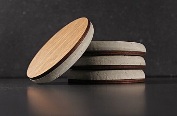 WOODEN concrete coasters