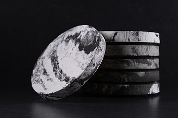 Marbled charcoal cement coasters