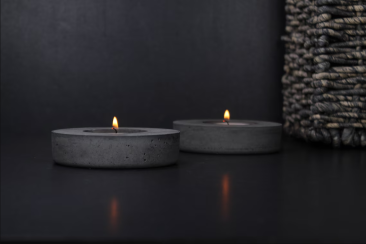 Charcoal concrete candle holder