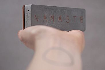 NAMASTE concrete wood sign