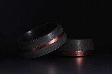 Charcoal copper concrete pet bowl